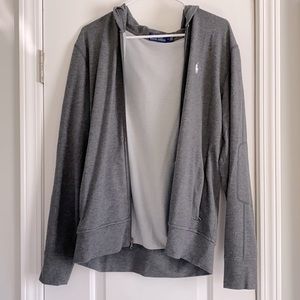 Lightweight hooded zip up polo jacket